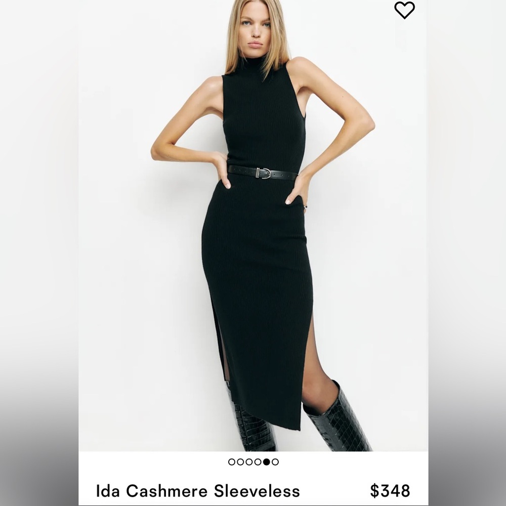 Reformation Black Ida Cashmere Sleeveless Dress